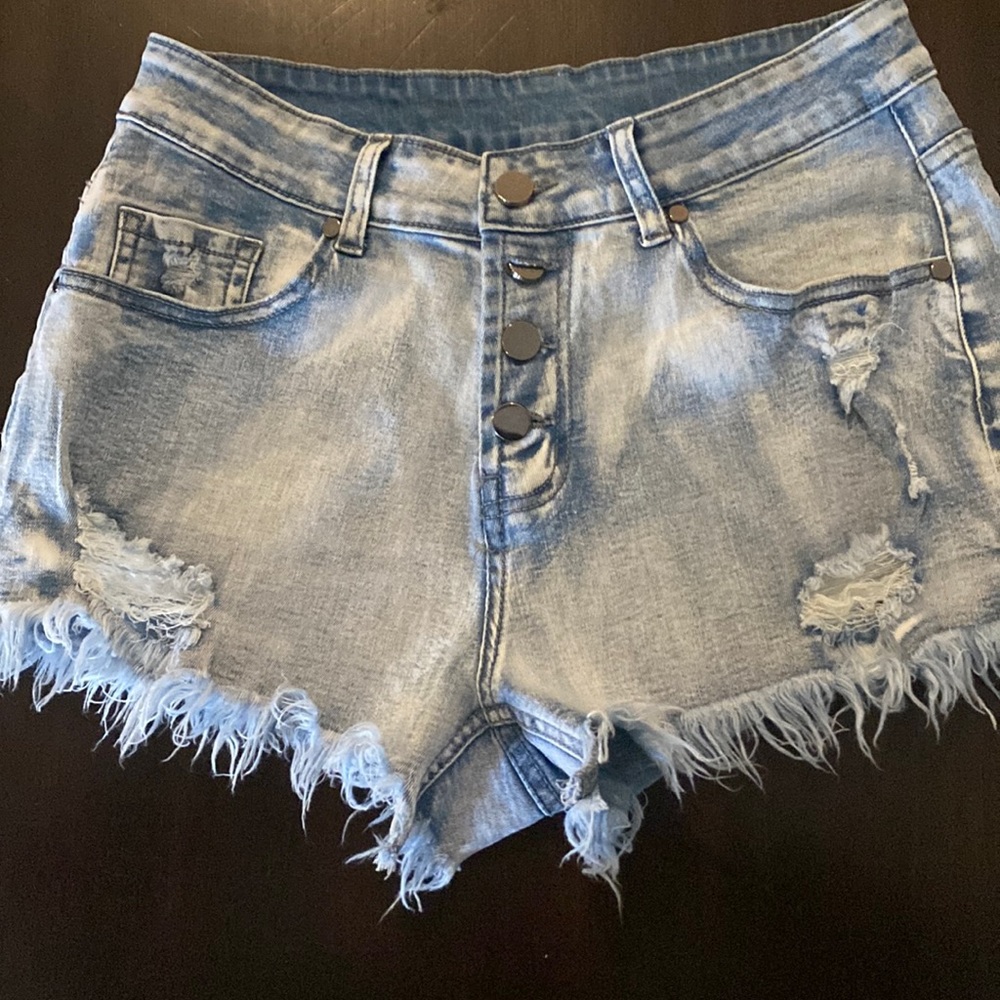 Button fly denim cutoffs